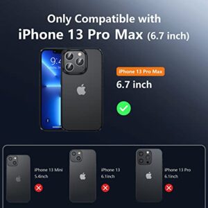 LK [5-in-1 for iPhone 13 Pro Max Case, 2 Pack Tempered Glass Screen Protector + 2 Pack Camera Lens Protector, Matte-Finish, All-Round Protection, Shockproof, Anti-Scratches Kit, Matte Black