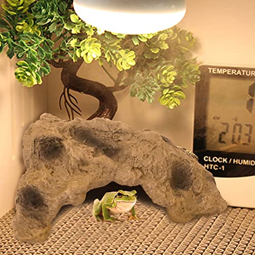 Reptile Hide Rock, Terrarium Decor Hideout Cave for Bearded Dragon, Turtle, Gecko, Lizard, Tortoise Habitat Accessories