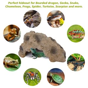 Reptile Hide Rock, Terrarium Decor Hideout Cave for Bearded Dragon, Turtle, Gecko, Lizard, Tortoise Habitat Accessories