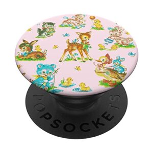 vintage cute baby animals pink pastel popsockets swappable popgrip