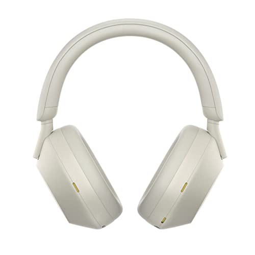 Sony WH-1000XM5 Noise-Canceling Wireless Over-Ear Headphones (Silver), 30 Hours Playback Time, Hands-Free Calling, Alexa Voice Control - Kit with Charging Cube