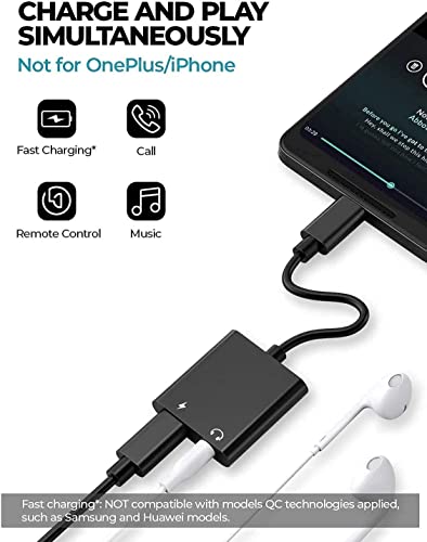 USB Type C to 3.5mm Headphone and Charger Adapter, 2-in-1 USB C to AUX Mic Jack with PD 30W Fast Charging for Stereo,Compatible with Huawei P30 20 Pro/Mate 20 Pro/Google Pixel/Samsung/OnePlus/More USB