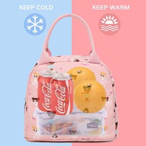 Lunch Bag Kids Girls Women Pink Lunchbag Cute Insulated Teens Cooler Tote Bag Reusable Adult Thermal Lunch Box for School Work Travel Picnic Hiking Beach (Pink Ballerine)