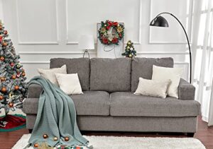 wepatio sofa, deep seat sofa-contemporary chenille sofa couch, 3 seater sofa for living room-oversized sofa, grey comfy sofa
