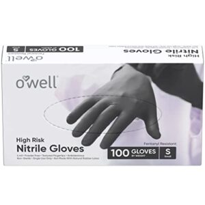 OWell Black Disposable Nitrile Gloves, 100 Ct | X-SMALL | Disposable Gloves Extra Small, 4mil, Disposable Latex Free Gloves, Powder Free Food Safe Gloves, Medical Exam Gloves (100 Count)