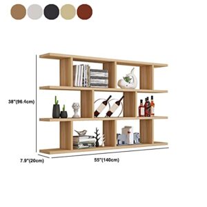 LITFAD 3-Shelf Modern Wood Bookcase Floating Shelf for Wall Storage Wall Mounted Book Shelf Wall Shelf for Living Room Study Room Office - White 55.1" L x 7.9" W x 37.9" H