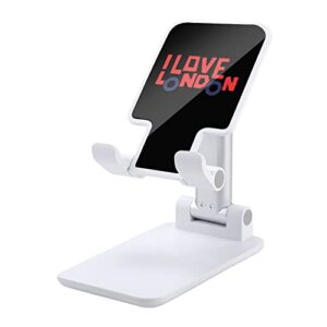 i love london funny bus cell phone stand foldable adjustable cellphone holder desktop dock compatible with iphone switch tablets (4-13")