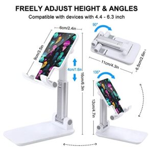 Glowing Colorful Jellyfish Cell Phone Stand Foldable Adjustable Cellphone Holder Desktop Dock Compatible with iPhone Switch Tablets (4-13")