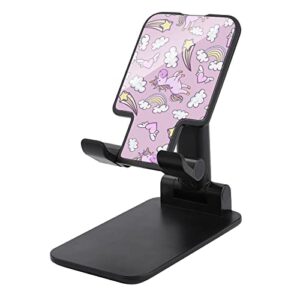 pink unicorns donut rainbow cell phone stand foldable adjustable cellphone holder desktop dock compatible with iphone switch tablets (4-13")