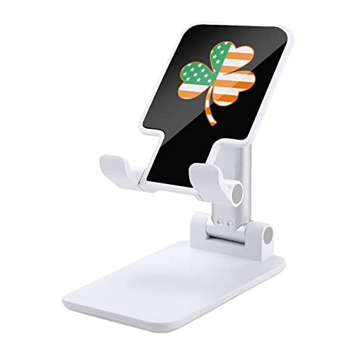 Irish American Clover Flag Cell Phone Stand Foldable Adjustable Cellphone Holder Desktop Dock Compatible with iPhone Switch Tablets (4-13")