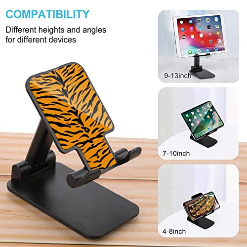 Tiger Skin Pattern Cell Phone Stand Foldable Adjustable Cellphone Holder Desktop Dock Compatible with iPhone Switch Tablets (4-13")