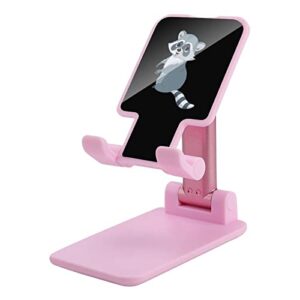 cute cartoon raccoon cell phone stand foldable adjustable cellphone holder desktop dock compatible with iphone switch tablets (4-13")