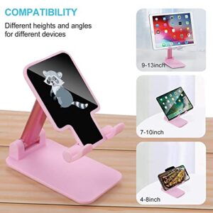 Cute Cartoon Raccoon Cell Phone Stand Foldable Adjustable Cellphone Holder Desktop Dock Compatible with iPhone Switch Tablets (4-13")