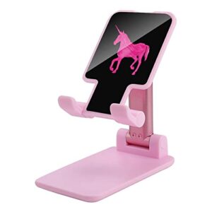 pink unicorn horse cell phone stand foldable adjustable cellphone holder desktop dock compatible with iphone switch tablets (4-13")