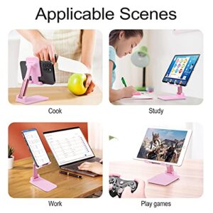 Pink Unicorn Horse Cell Phone Stand Foldable Adjustable Cellphone Holder Desktop Dock Compatible with iPhone Switch Tablets (4-13")