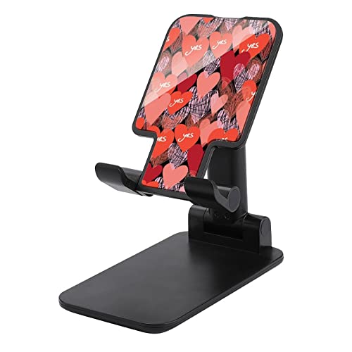 Bright Red Hearts Cell Phone Stand Foldable Adjustable Cellphone Holder Desktop Dock Compatible with iPhone Switch Tablets (4-13")