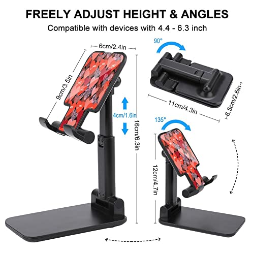 Bright Red Hearts Cell Phone Stand Foldable Adjustable Cellphone Holder Desktop Dock Compatible with iPhone Switch Tablets (4-13")