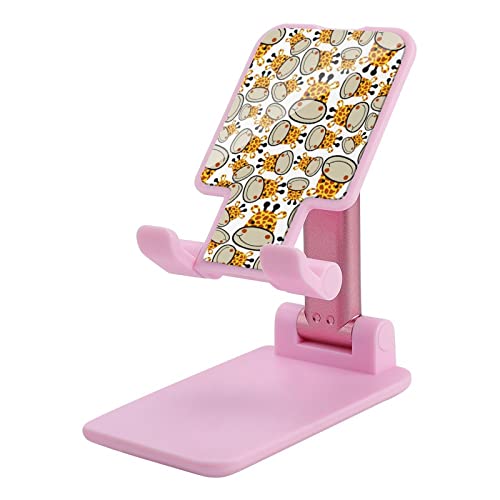 Cartoon Giraffes Head Cell Phone Stand Foldable Adjustable Cellphone Holder Desktop Dock Compatible with iPhone Switch Tablets (4-13")