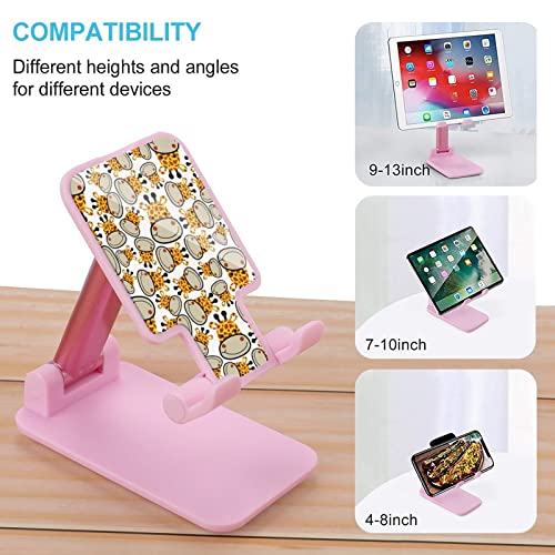 Cartoon Giraffes Head Cell Phone Stand Foldable Adjustable Cellphone Holder Desktop Dock Compatible with iPhone Switch Tablets (4-13")