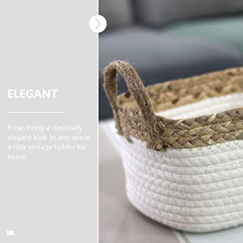 LIFKOME Snack Containers Storage Organizer Woven Storage Basket with Handle Wicker Magazine Basket Book Holder Makeup Storage Basket Bin for Home Office 19cm Woven Baskets Woven Baskets