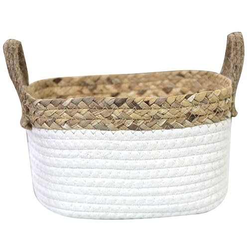 LIFKOME Snack Containers Storage Organizer Woven Storage Basket with Handle Wicker Magazine Basket Book Holder Makeup Storage Basket Bin for Home Office 19cm Woven Baskets Woven Baskets