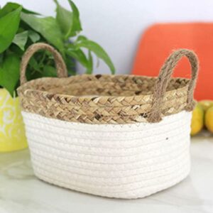 LIFKOME Snack Containers Storage Organizer Woven Storage Basket with Handle Wicker Magazine Basket Book Holder Makeup Storage Basket Bin for Home Office 19cm Woven Baskets Woven Baskets