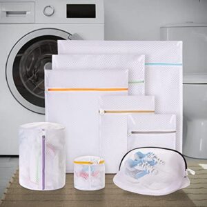 AUTODECO Set of 5 Honeycomb Mesh Laundry Bags for Delicates with Concealed Zipper Washing Machine Wash Bags Reusable for Baby Clothes Blouse Bra Hosiery Dress