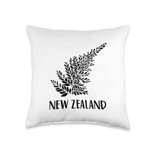 new zealand gifts for men women children silver fern new zealand throw pillow, 16x16, multicolor