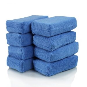 Chemical Guys MIC1995 Gray Woolly Mammoth Microfiber Dryer Towel (36" x 25") & MIC_292_08 Premium Grade Microfiber Applicators, Blue (Pack of 8)