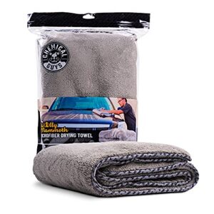 Chemical Guys MIC1995 Gray Woolly Mammoth Microfiber Dryer Towel (36" x 25") & MIC_292_08 Premium Grade Microfiber Applicators, Blue (Pack of 8)