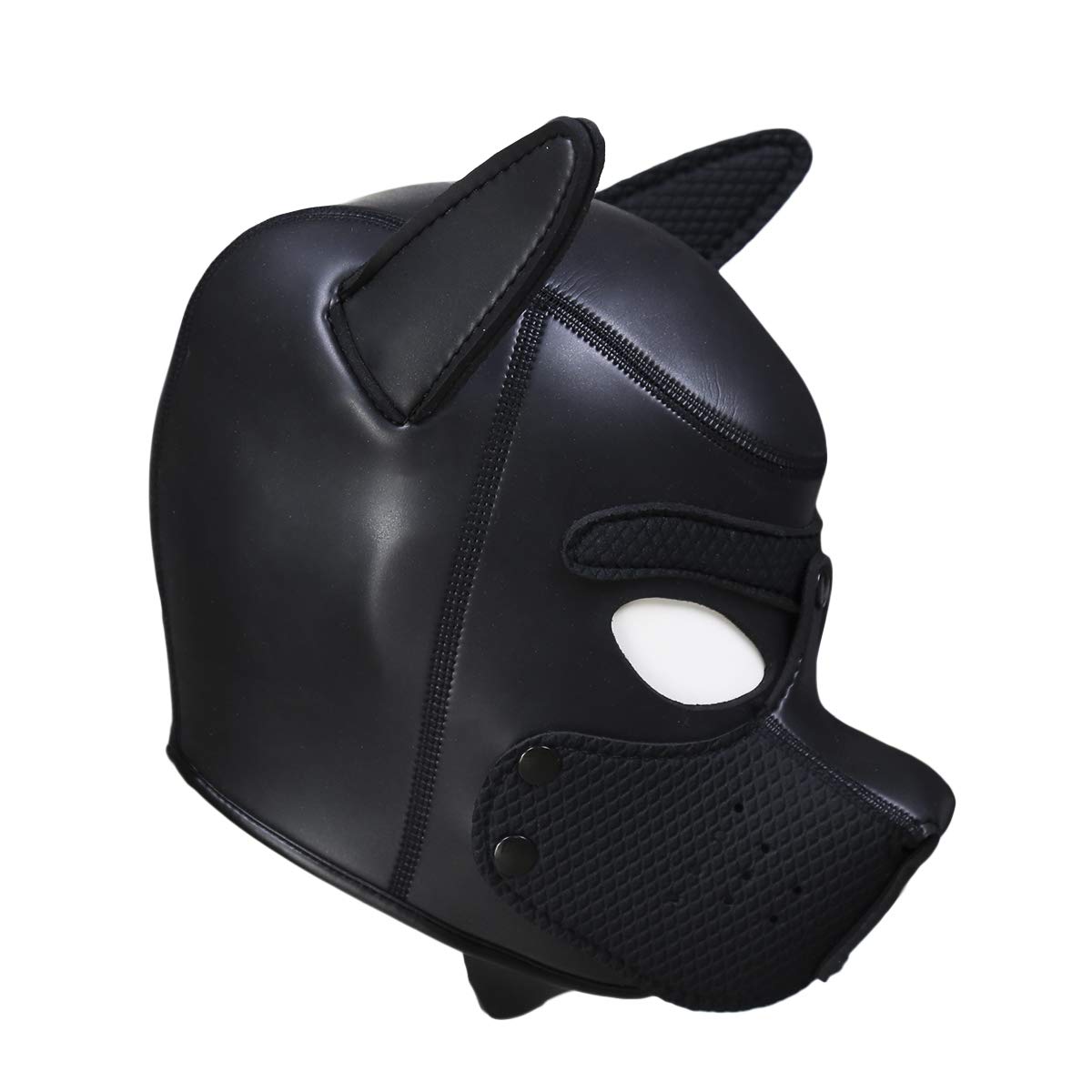 Afus Puppy Mask Dog Mask Adult Cosplay Full Mask with Ear (Black XL)