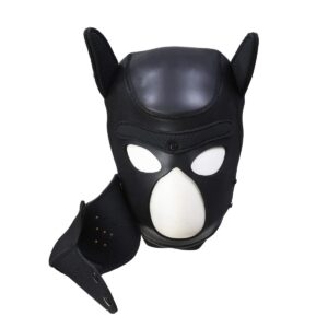 Afus Puppy Mask Dog Mask Adult Cosplay Full Mask with Ear (Black XL)