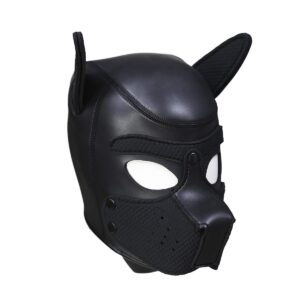 Afus Puppy Mask Dog Mask Adult Cosplay Full Mask with Ear (Black XL)