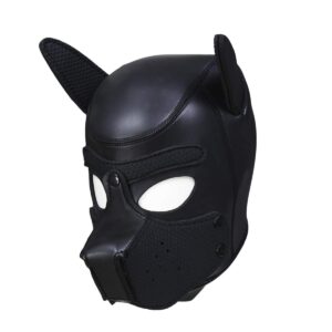 Afus Puppy Mask Dog Mask Adult Cosplay Full Mask with Ear (Black XL)