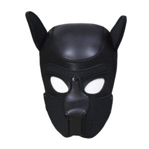 Afus Puppy Mask Dog Mask Adult Cosplay Full Mask with Ear (Black XL)