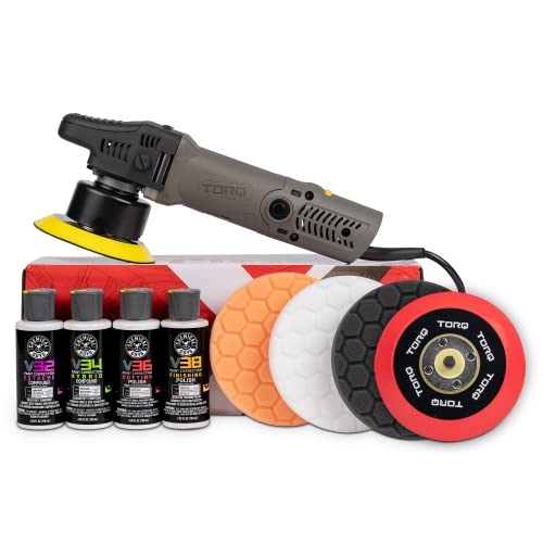 Chemical Guys BUF_503X TORQX Random Orbital Polisher, Pads, Polishes & Compounds Kit - 9 Items & Cly_KIT_2 Medium Duty Clay Bar and Luber Synthetic Lubricant Kit,16 oz, 2 Items, Gray