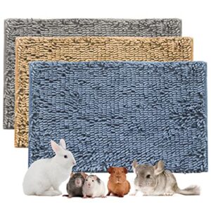 wcgfoever 3 pack washable guinea pigs cage liners,24''x16'', rabbits fleece bedding, soft warm chenille small animals sleep bed mat, reusable pet pee pads for cage ferrets bunnies chinchillas