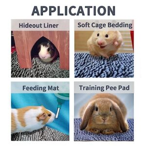 wcgfoever 3 Pack Washable Guinea Pigs Cage Liners,24''x16'', Rabbits Fleece Bedding, Soft Warm Chenille Small Animals Sleep Bed Mat, Reusable Pet Pee Pads for Cage Ferrets Bunnies Chinchillas