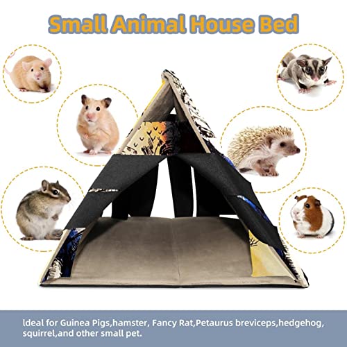 RATGDN Small Pet Hideout Drawing Elephant Colorful Color Hamster House Guinea Pig Playhouse for Dwarf Rabbits Hedgehogs Chinchillas