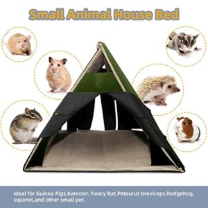 RATGDN Small Pet Hideout Olive Green Hamster House Guinea Pig Playhouse for Dwarf Rabbits Hedgehogs Chinchillas