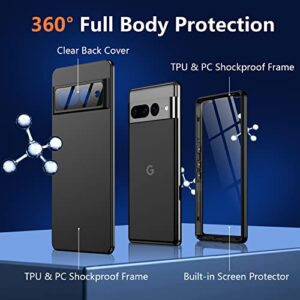 GOLDJU for Pixel 7 Pro Case, [IP68 Waterproof] Case [Dustproof] with [Built-in Screen Protector], [10FT Military Fully Body Shockproof] Phone Case for Google Pixel 7 Pro (2022), Black