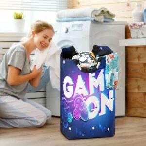 Sletend Large Laundry Basket Gamer Gaming Gamepad Pattern with Handle Foldable Durable Clothes Hamper Laundry Bag Toy Bin