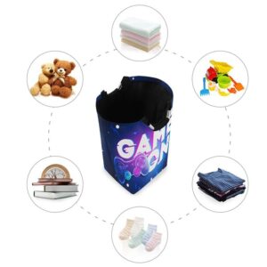 Sletend Large Laundry Basket Gamer Gaming Gamepad Pattern with Handle Foldable Durable Clothes Hamper Laundry Bag Toy Bin