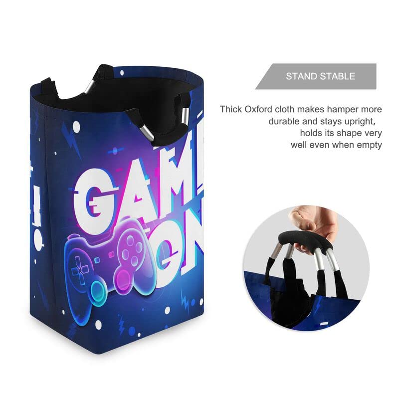 Sletend Large Laundry Basket Gamer Gaming Gamepad Pattern with Handle Foldable Durable Clothes Hamper Laundry Bag Toy Bin