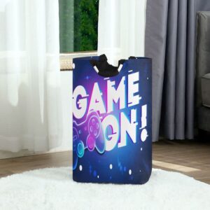 Sletend Large Laundry Basket Gamer Gaming Gamepad Pattern with Handle Foldable Durable Clothes Hamper Laundry Bag Toy Bin