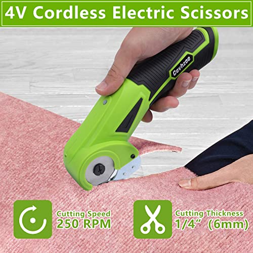 Cevhzoe Cordless Electric Scissors - WX010X 4V ZipSnip Cordless Electric Cutter, Rotary Cutter for Cloth Fabric Leather and Carpet, Multi-Cutting Tools with Storage Box