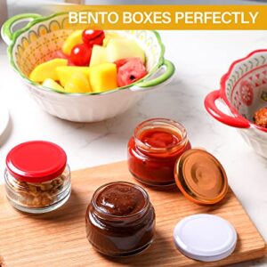 10 Pcs 3.4 oz Glass Condiment Containers with Metal Lids Small Salad Dressing Container to Go Leakproof Salad Jars with Lids Reusable Glass Containers with Lids for Food Sauce Picnic Travel, 5 Colors