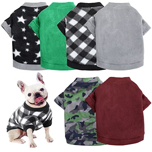 6 Pieces Dog Sweaters Winter Chihuahua Clothes Outfits Star Printed Dog Warm Shirt Winter Puppy Clothes for Winter Colorful Thickening Dog Pajamas for Pets Pup Dog Cat (X-Small)