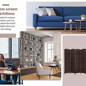 Room Divider 6 Ft Folding Wall Divider with Diamond Woven Fiber, Indoor Portable Room Partitions and Dividers for Room Separation,Rattan Room Dividers and Folding Privacy Screens,Brown(6 Panel)