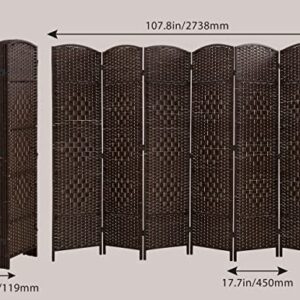 Room Divider 6 Ft Folding Wall Divider with Diamond Woven Fiber, Indoor Portable Room Partitions and Dividers for Room Separation,Rattan Room Dividers and Folding Privacy Screens,Brown(6 Panel)